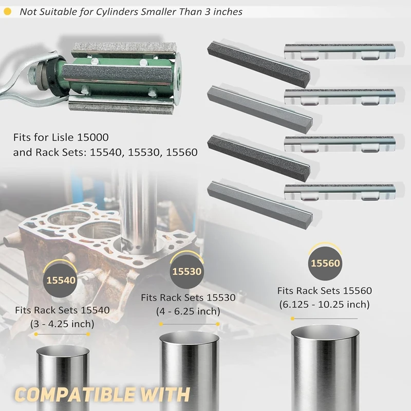 15520 or 15500 Cylinder Hone Stones for Lisle 15000 Cylinder Hone ,for Cylinder Wall Glaze & Rust Removal (80 or 280 Grit Stone)