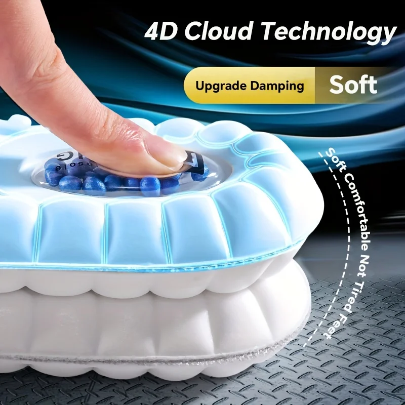 1 زوج 4D النعال الرياضية لينة تنفس مزيل العرق عالية المرونة امتصاص الصدمات حذاء الجري الوسادة للرجال النساء اللاتكس تدليك