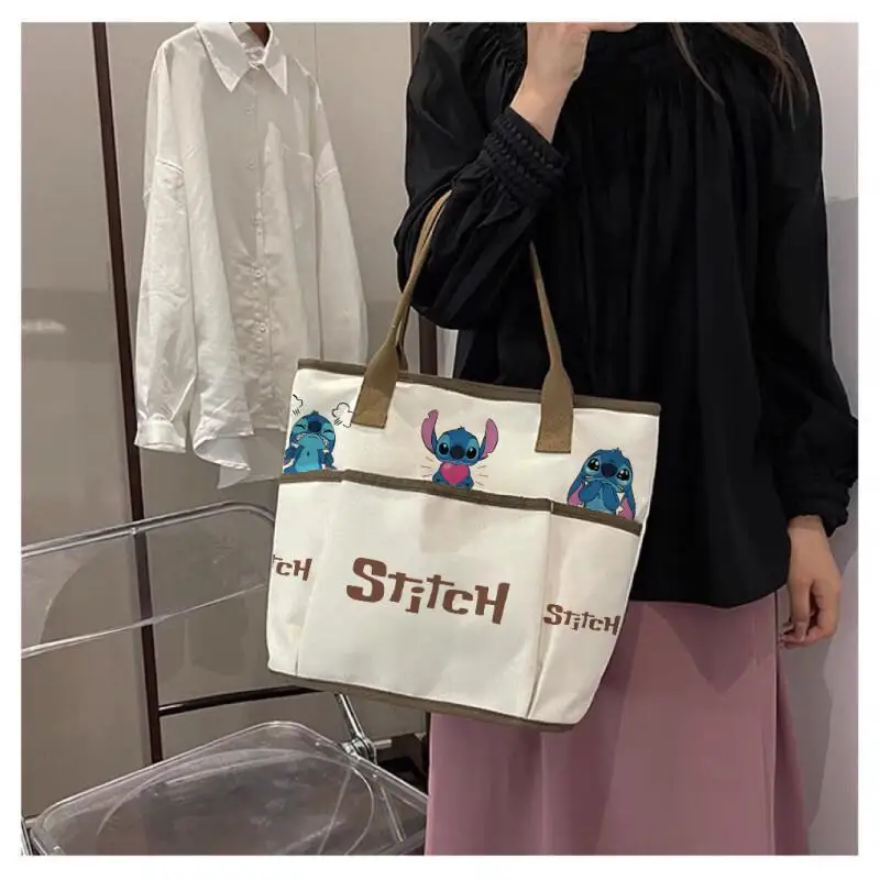 Stitch Anime Canvas Handbags Cartoon Tote Bags Portable Fashion Satchel Large Capacity Commuter Bags Backpacks Gifts for Friends