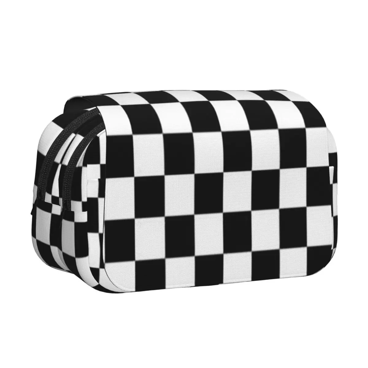 Black And White Checkered Pencil Cases Pencil Pouch Hard Shell Leather Large Storage Pen Box Pencil Bag for Boy Girl Gifts