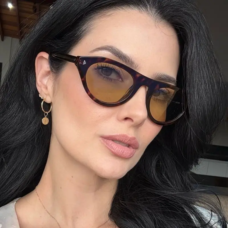 Retro Cat Eye Tortoiseshell Sunglasses for Women Vintage Fashion UV400 Protection Trendy 2026 Brand Design Sun Glasses
