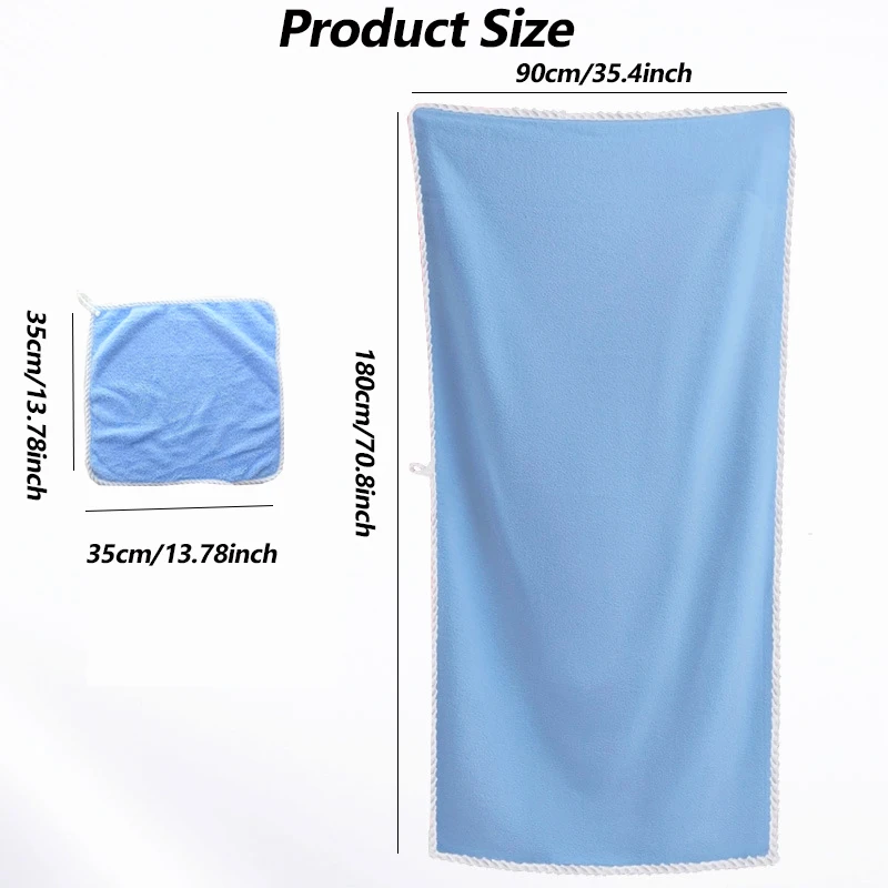 4 Pcs Coral Fleece Towel Combo, 1 Oversized Bath Towel & 3 Hand Towels, Soft Quick-Drying Fluffy Wash Cloths for Hotel Travel