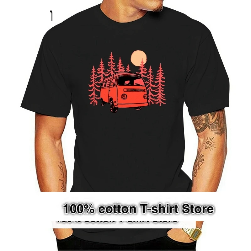 

2024 Summer Style Fashion Sunset Van Men's T-Shirt - Beach Camps German car Combi Bus Surfs Tee shirt