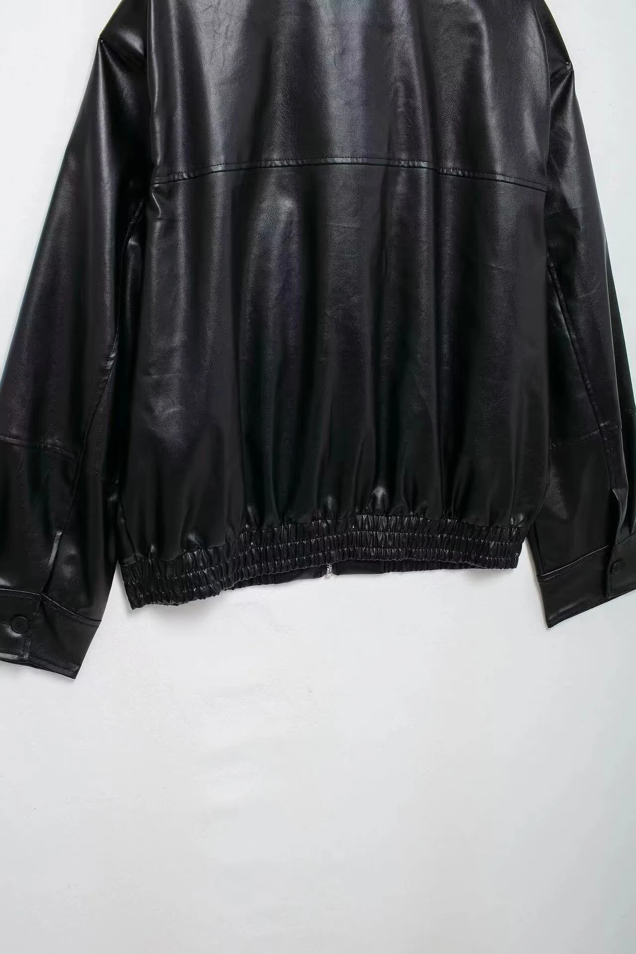 ZERAINS Autumn new women's clothing European and American style French fashion versatile textured leather jacket