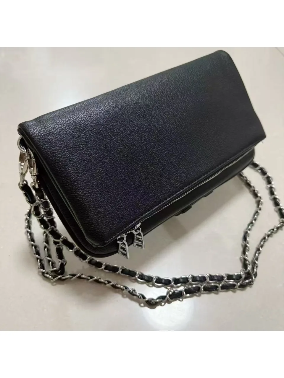 Zwarte PU Lederen Retro Schoudertas 2026 Nieuwe Modieuze Dames Enveloptas Casual Outdoor Ketting Schoudertas - afbeelding 2