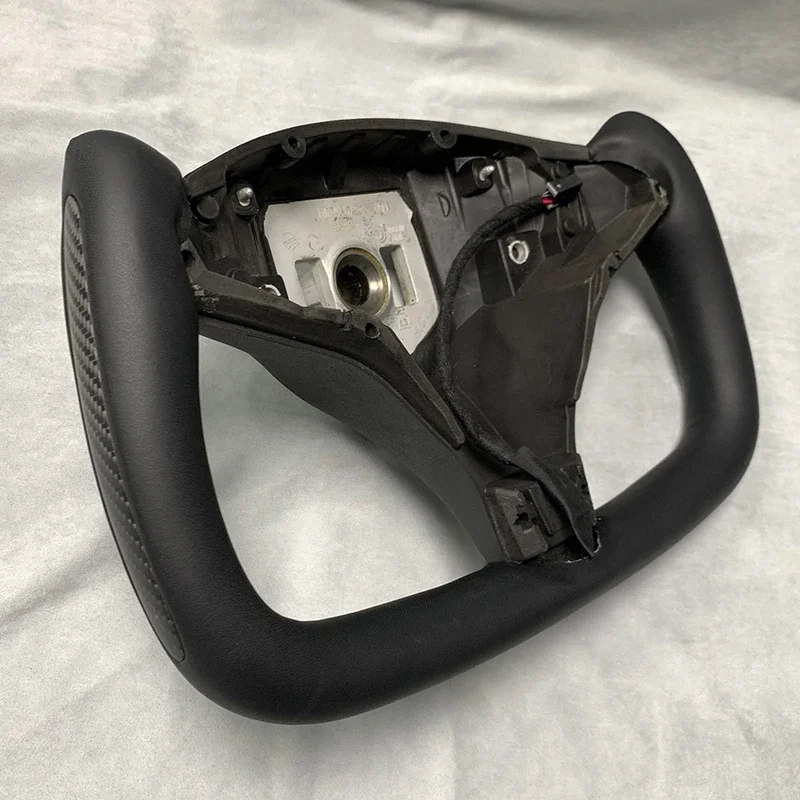 YOKE-Volante de fibra de carbono para Tesla Model S Model X 2014-2020, cuero, gamuza