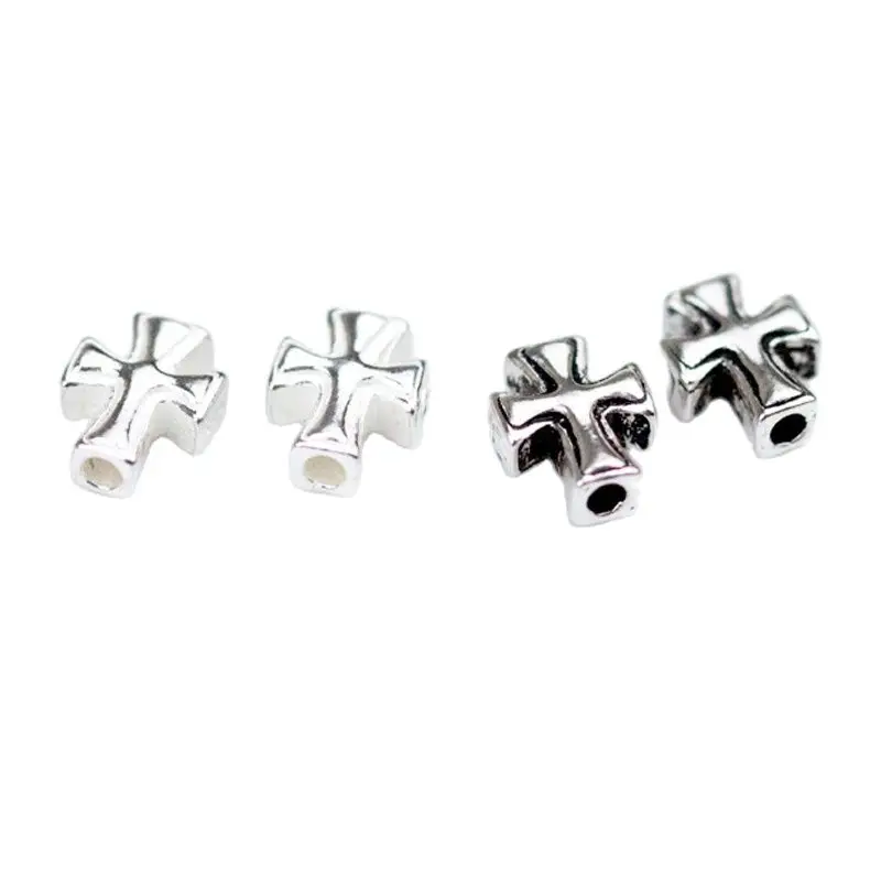100% Bạc 925 Kitô Giáo Chéo Miếng Đệm Hạt Handmade Thủ Công Vòng Tay Hạt Charm DIY Bạc Trang Sức Làm Cho Những Phát Hiện