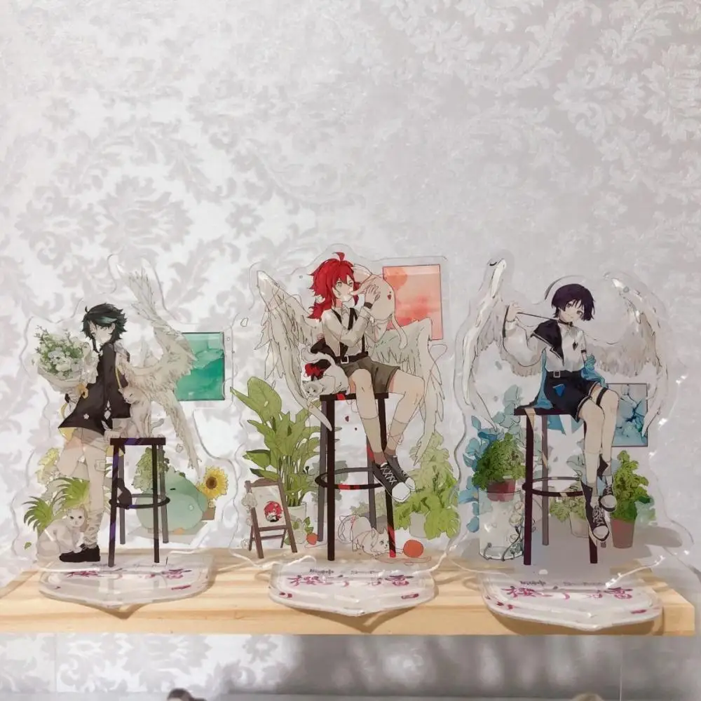 Genshin-alas de Ángel Xiao Venti de 8cm, tarjeta de pie en forma humana, adorno de escritorio, periféricos de juego, regalos de cumpleaños y vacaciones