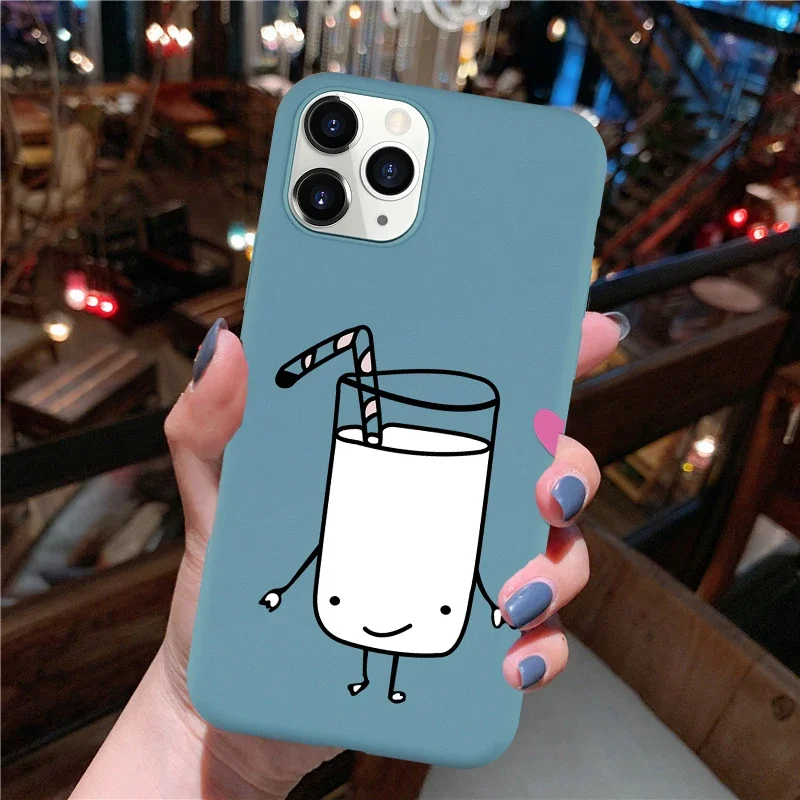 Cute Milk Biscuits BFF Couple Phone Case for IPhone 15 14 13 7 XS MAX 11 Pro 12 XR X 8 Plus SE20 Food Print Soft Silicone Covers