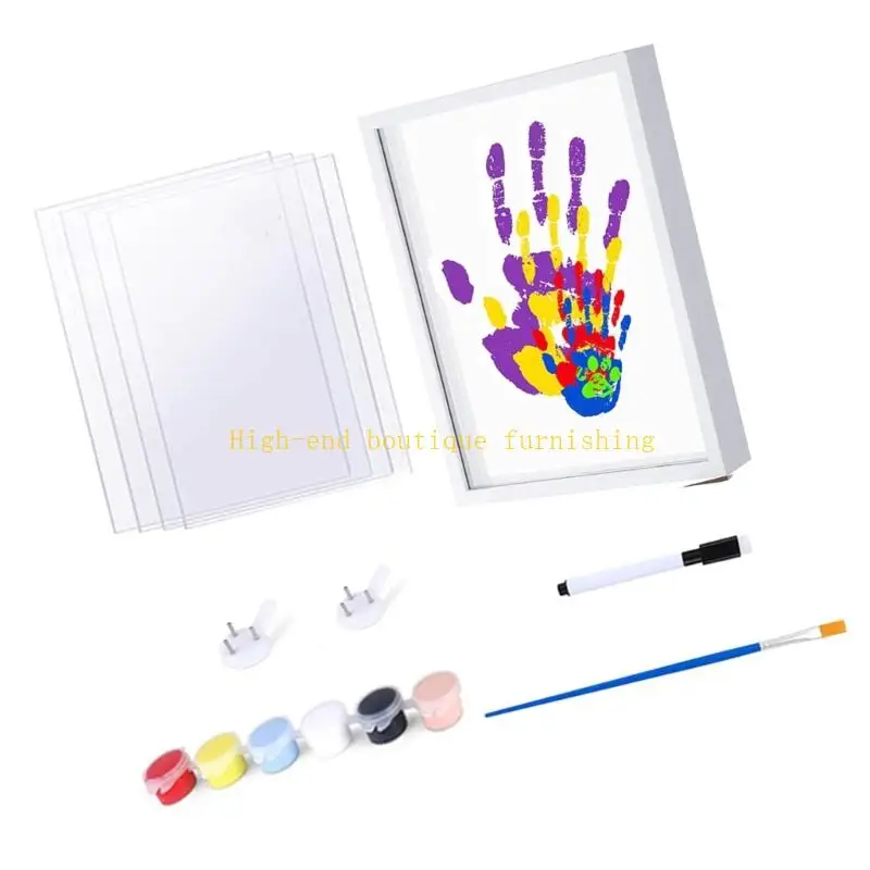 L9NB DIY Baby Handprint Footprint Set Frame For Home Decors Nontoxic Paints
