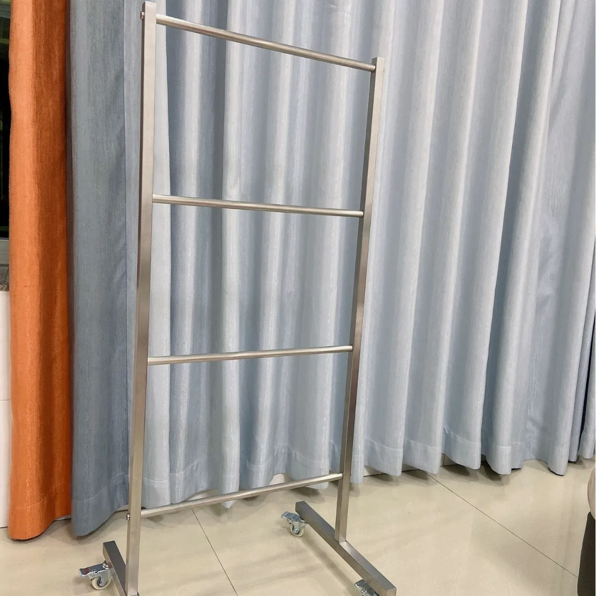 Clothing store stainless steel pulley mobile multi-layer floor hanger storage rack
