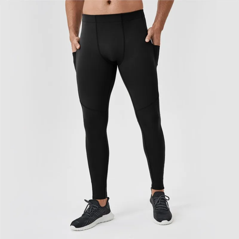 Spring Autumn Men Running Tights GYM Pants Male Basketball Football Soccer Fitness Pants Exercise Sport Pocket Long Leggings A55