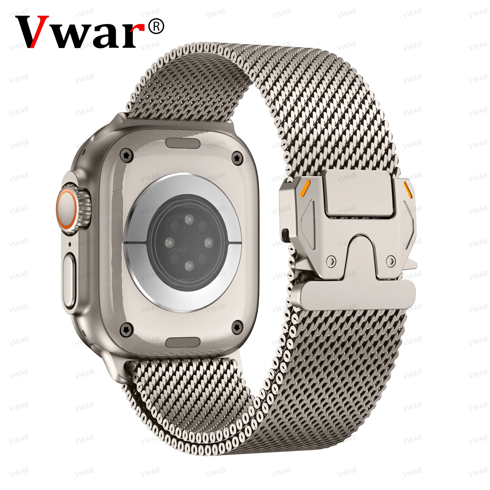 Pulseira de laço milanês para apple watch ultra 3 2 49mm iwatch série 11 10 9 8 7 se pulseira de aço inoxidável fivela de pára-quedas titânio