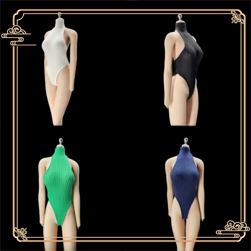 

1/6 Scale High-neck Sleeveless Stretch Bodycon Swimsuit Four Colors Clothes Model for 12'' Female Soldier PH TBL Doll Toys