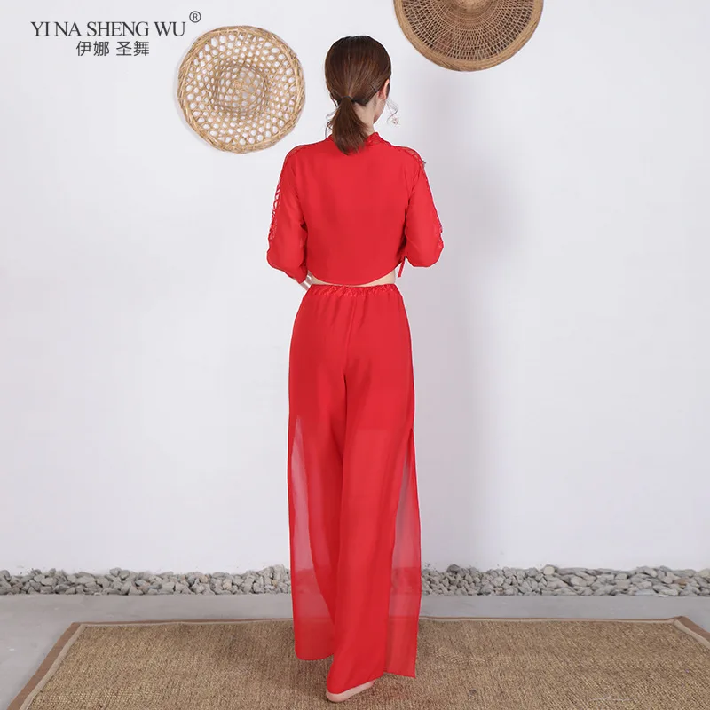 المرأة النمط الصيني Hanfu ملابس رقص الحديثة الكلاسيكية مروحة أداء الرقص الزي للطلاب الخريف عرض مسرحي الملابس #4