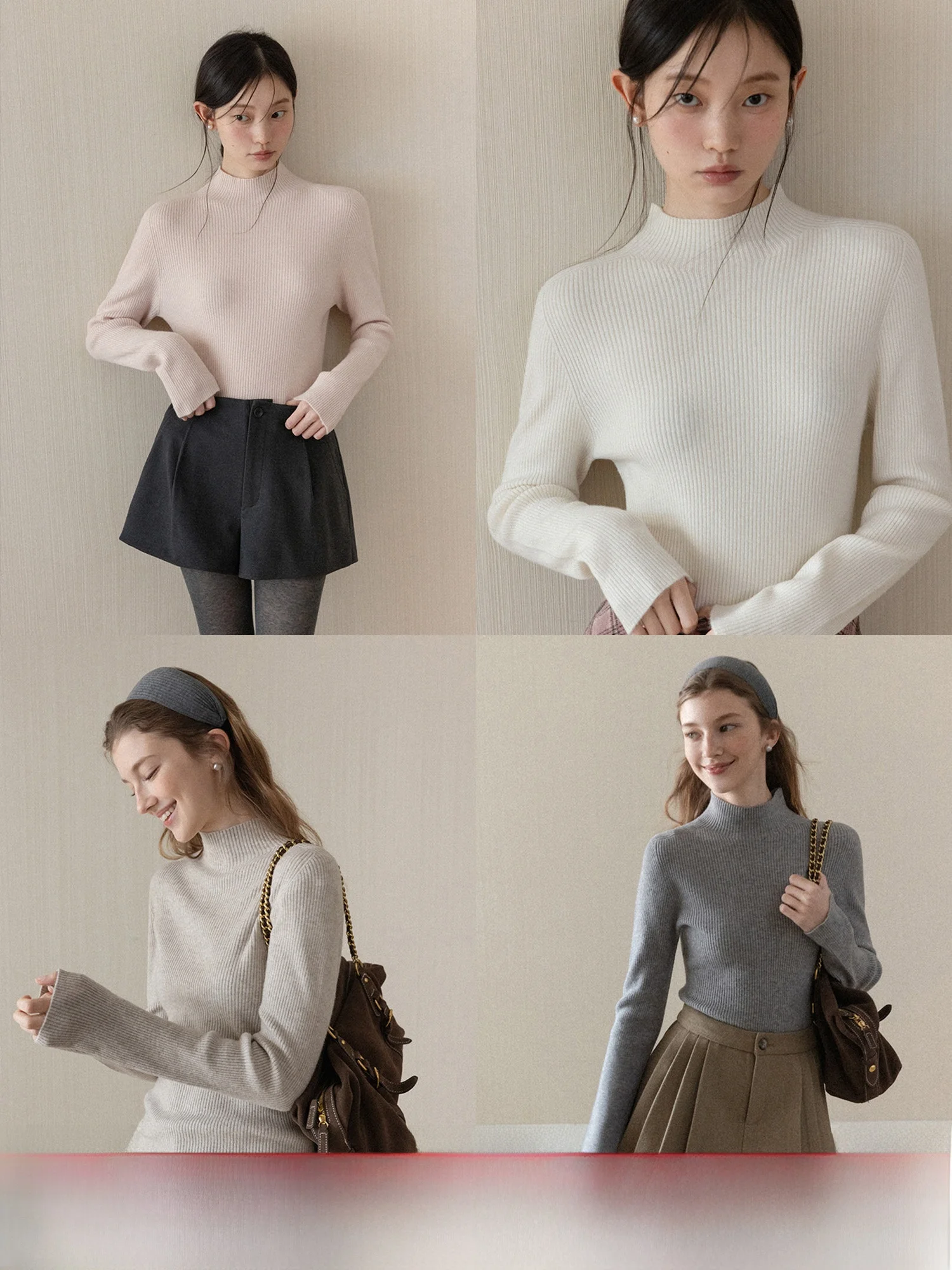 

Slim Fit Long Sve Knitted Sweater Women's f High Collar Base Layer Inner Wear Casual Sle Soft Fabric Winter Top