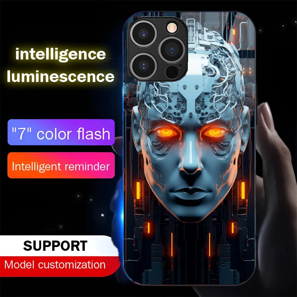 Chip Circuit Mask Design Sound Music Control Led Light Phone Case Glowing Cover For Samsung S26 S25 S24 S23 S22 S21 Plus Ultra