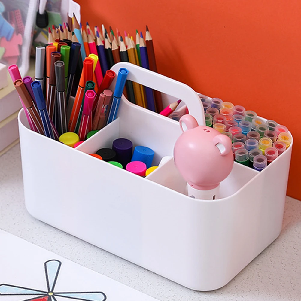 

Stationery Storage Box Desktop Organizers Organiser High Capacity Tabletop Office Portable Pp Boxes for Markers