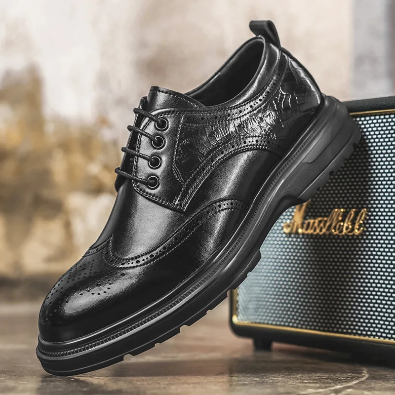 Men's British Style Business Casual Leather Shoes Comfortable Versatile Gentleman's Formal Footwear Elegant Office Wear