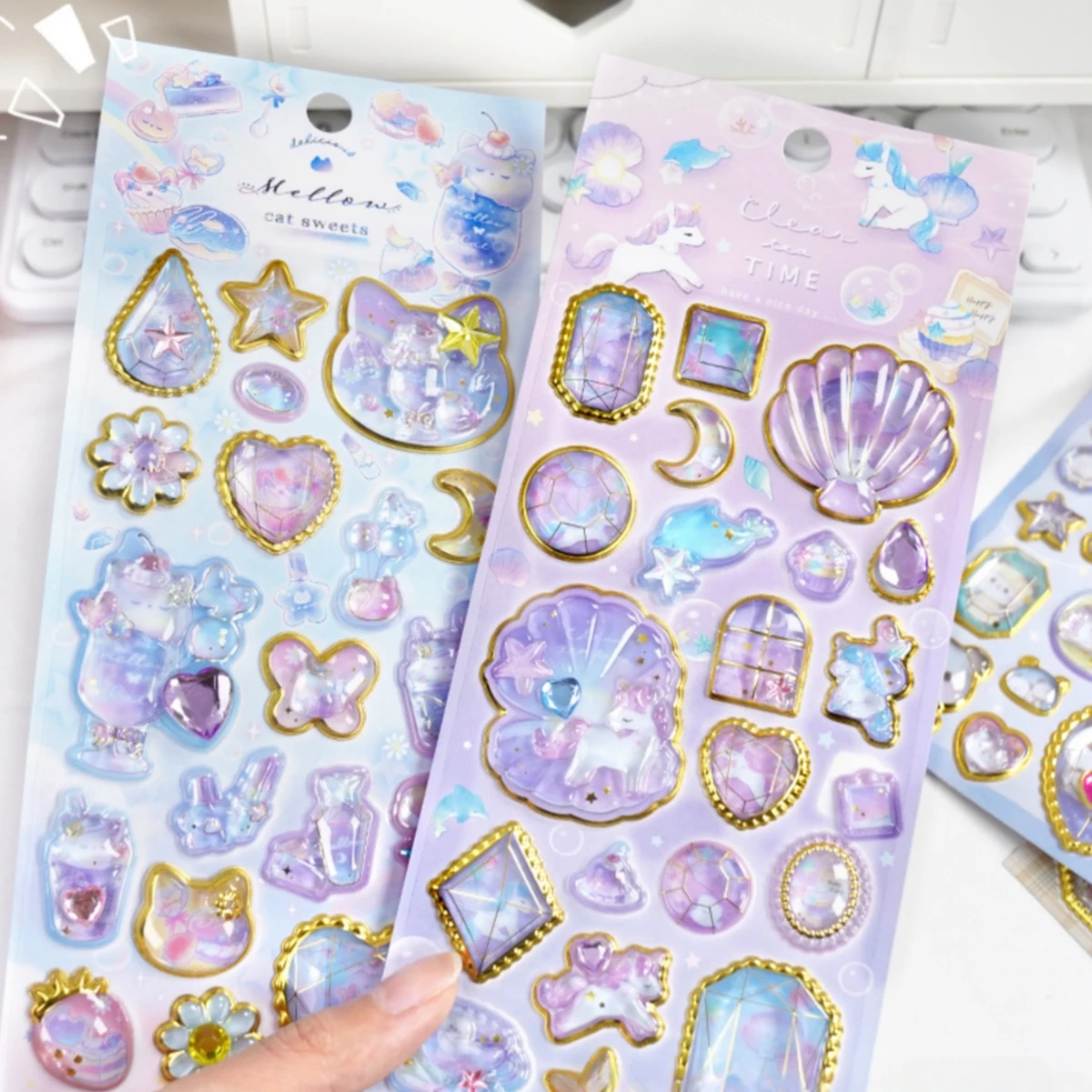 Cartoon Dream Relief Gemstone PVC Stickers Scrapbooking Diy Journaling Sticker Aesthetic Sticker Cute Stationery Gift