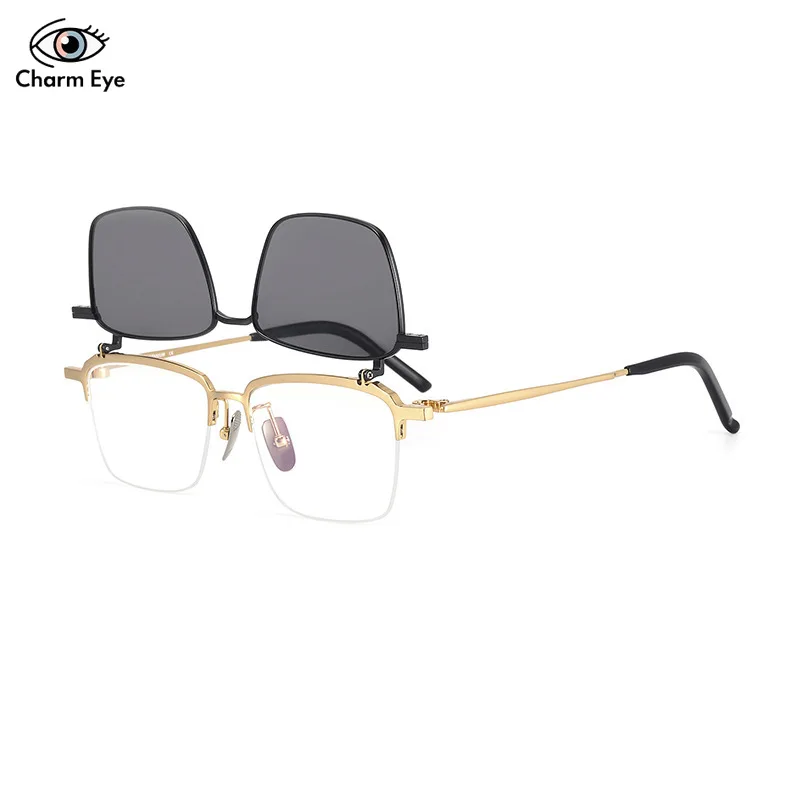 أزياء الرجال الاستقطاب النظارات الشمسية الراقية الوجه يصل إطار التيتانيوم النقي يمكن إقرانها مع العدسات الطبية لقصر النظر