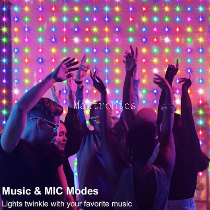 3*2 メートル/3*3 メートル Bluetooth カーテンライト RGB カラフルなリモコン防水寝室リビングルームクリスマスライト LED 妖精ランプ