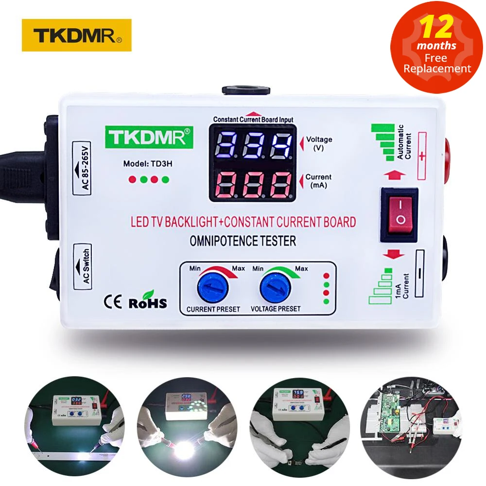 

TKDMR TV LED Backlight Tester 0-330V Voltage Adjustable Smart-Fit Manual Constant Current Board LED Lamp Bead Backlight Tester