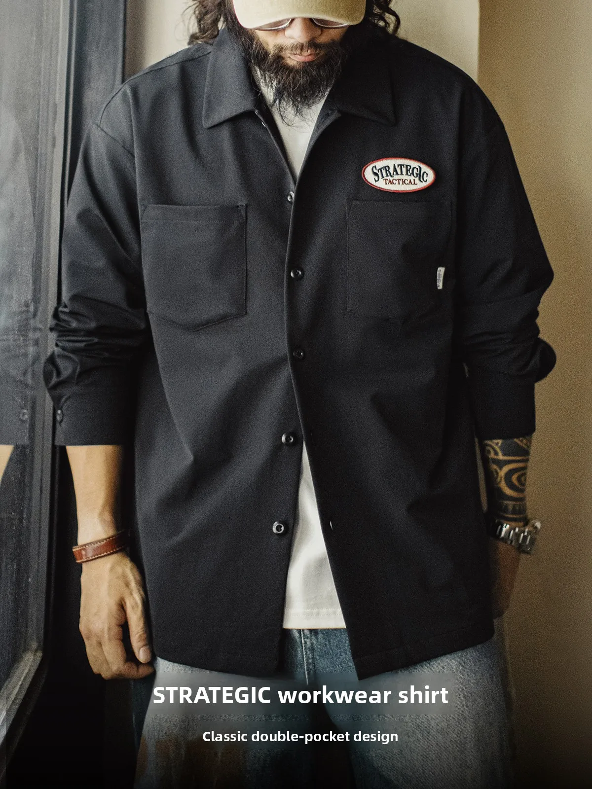 

Мужская осенняя куртка Maden American Workwear с длинным рукавом, повседневная, для поездок на работу, из черного твила, свободного кроя
