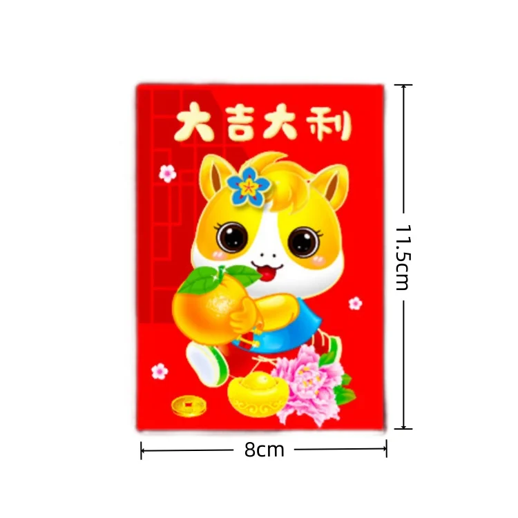 6 pçs ano novo chinês pacote vermelho 2026 ano do cavalo envelopes vermelhos saco de dinheiro da sorte presente envelopes pacote vermelho