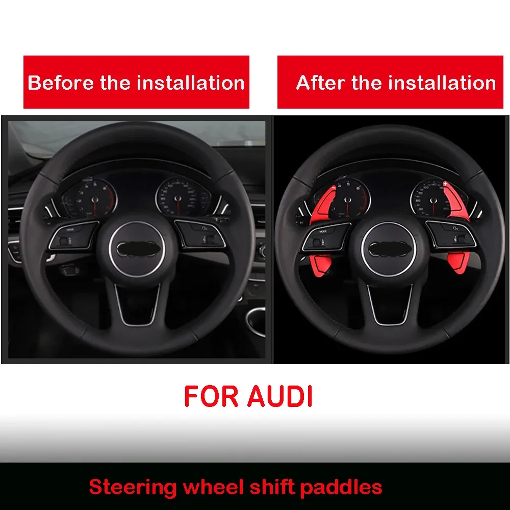 1 Set Car Steering Wheel Extension Shifters DSG Shift Paddles For AUDI A3 S3 A4 S4 B8 A5 S5 A6 S6 A8 R8 Q5 Q7 TT Red With Screw