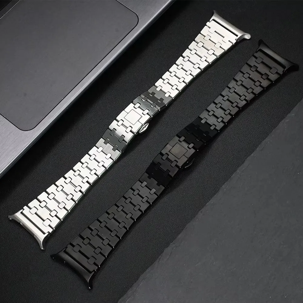 Pulseira de relógio inteligente de aço inoxidável de luxo para Samsung Galaxy Watch 8 Classic 46mm 8 40 44mm Pulseira correa para Galaxy Ultra 47mm