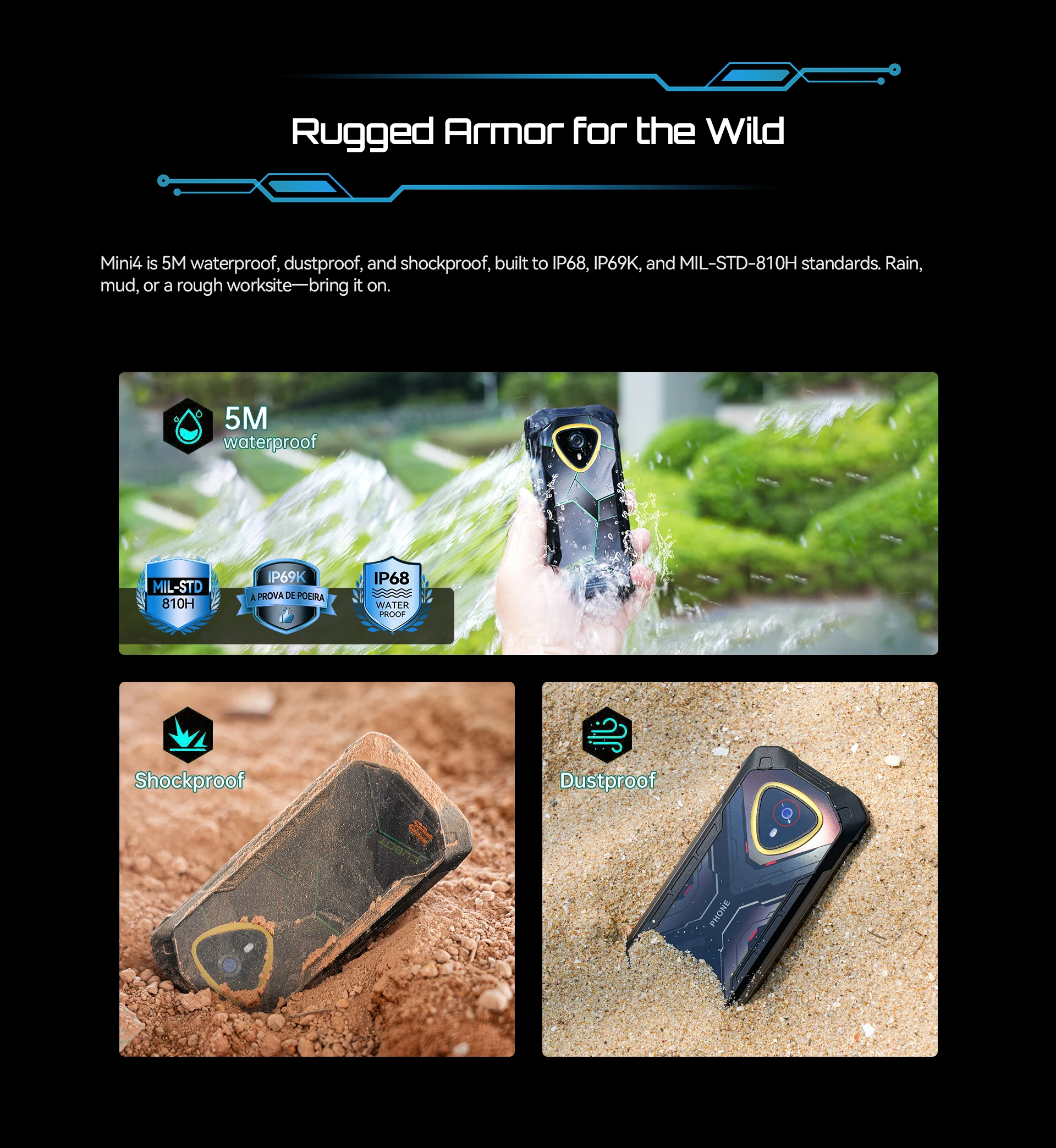Cubot KingKong MINI 4 NFC Rugged Smartphone Android 15 Up to 20GB RAM+256GB ROM 4.7 Inch Mini Phone 4700mAh 48MP Small Cellphone