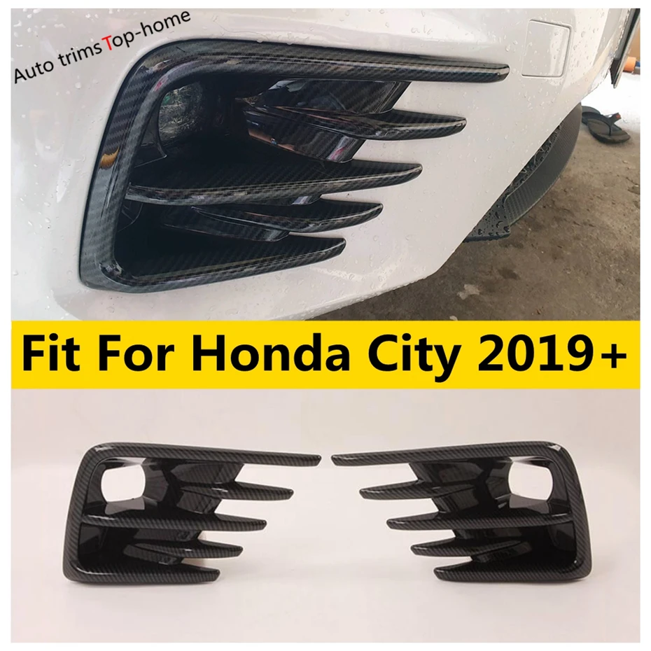 

ABS Carbon Fiber Look Front Bumper Fog Light Lamp Decoration Frame Cover Trim Fit For Honda City 2019 - 2021 Car Accessories