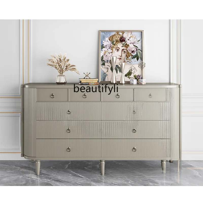 

Post-Modern American Light Luxury Solid Wood Entrance Cabinet Decorative Chest of Drawers BedroomLocker SideCabinet Wall Cabinet