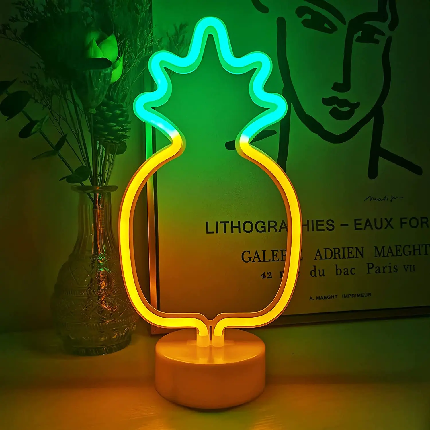 Ananas LED Neon Sign Lamp USB/Battery Power Lamp Desktop Ambient Light per camera da letto Table Home Wedding Christmas Decoration