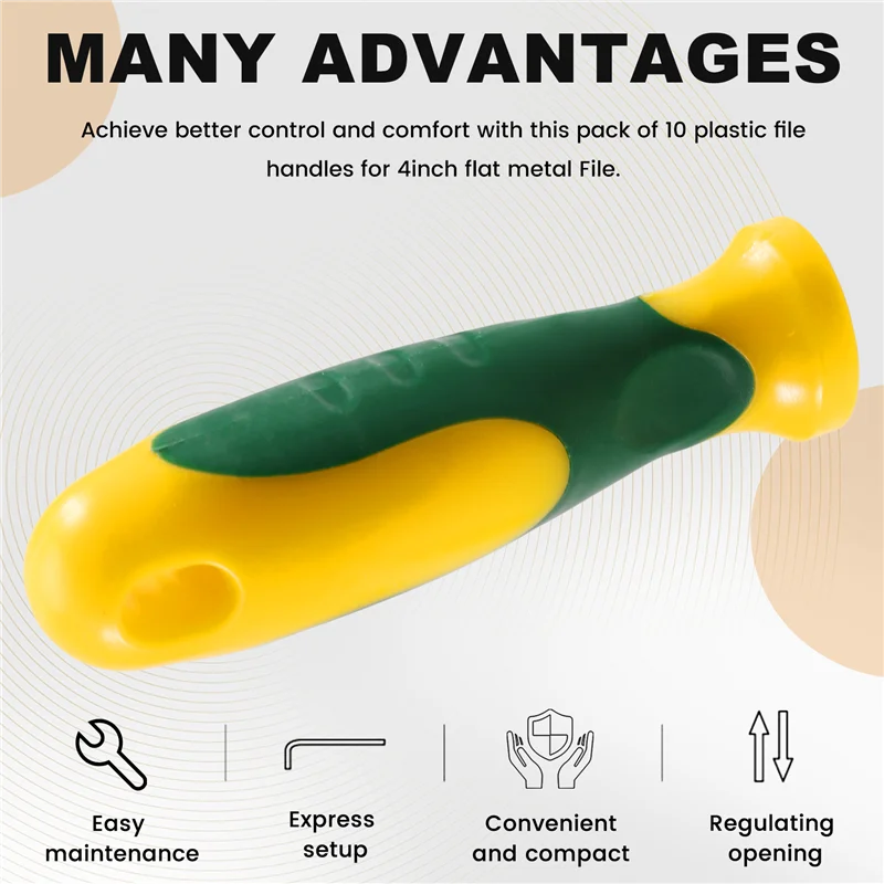 

ABZC-10Pcs Rubber File Handle Rectangular Hole Ergonomic Handles For 4Inch Flat And Half Round Metal File