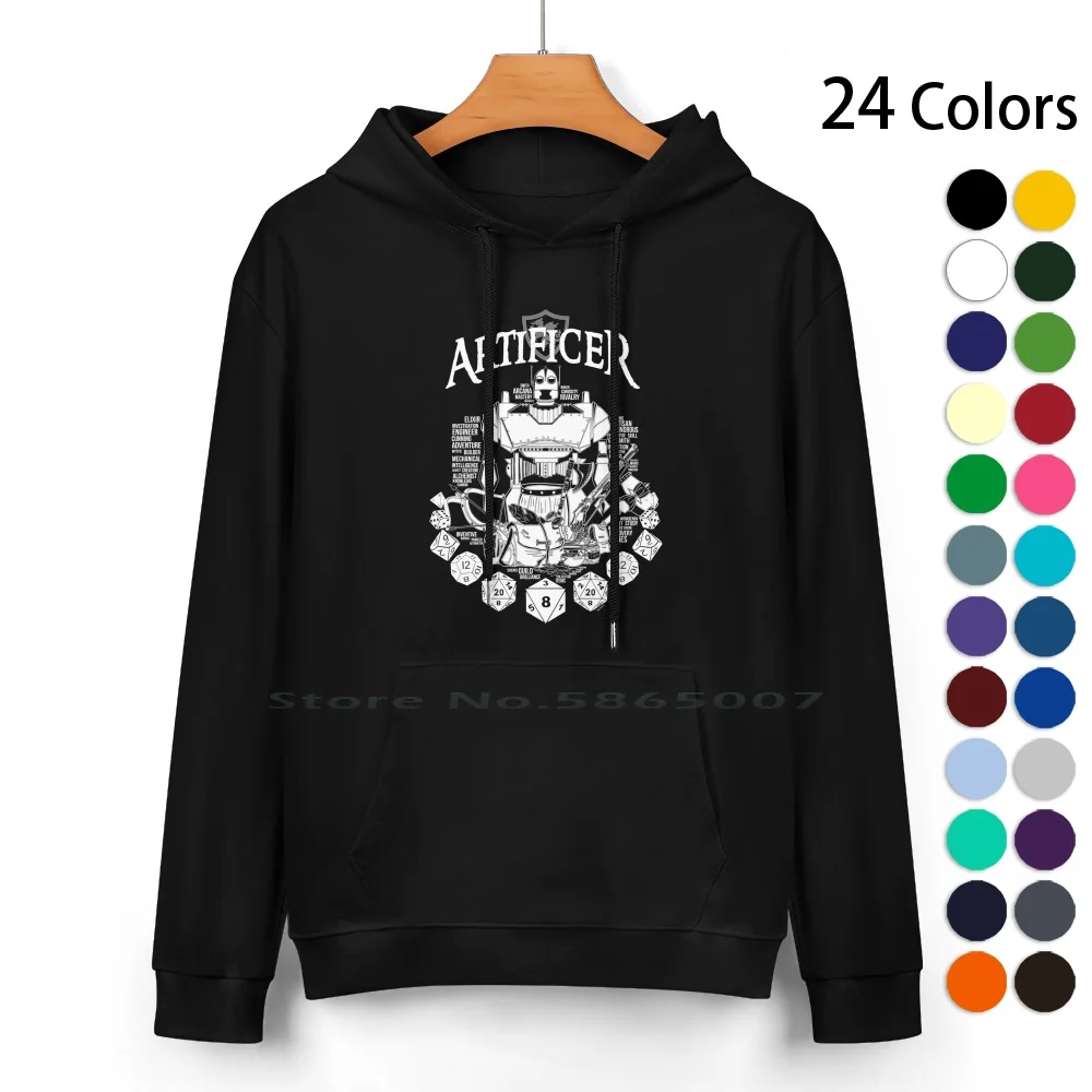 Rpg Class Series : Artificer-White Version Pure Cotton Hoodie Sweater 24 Colors Artificer Class Dnd Nerd Geek Board Game Die