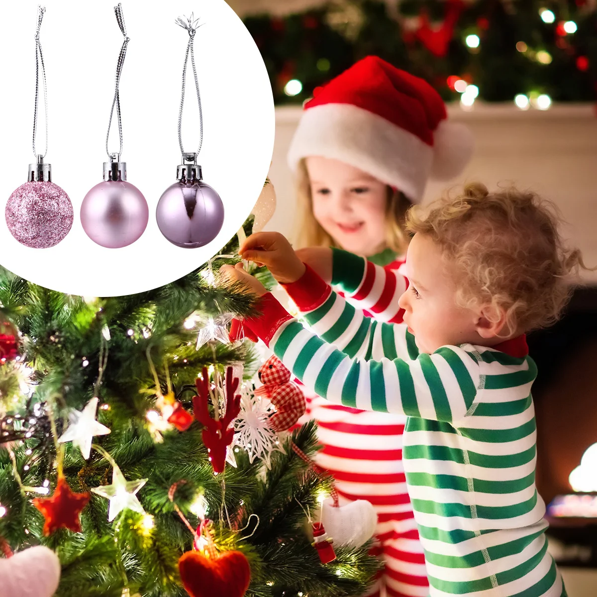 

48Pcs Christmas Ball Ornaments Lightweight Plastic Xmas Tree Hanging Decorative Balls for Home Office Party Festive