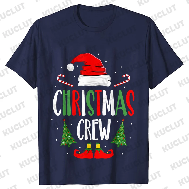 Christmas Crew Party Men T-Shirt Funny Friends Family Team Xmas Santa Matching Tees Short Sleeve Shirt Harajuku Streetwear