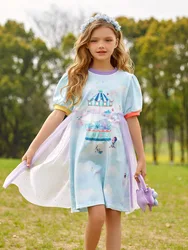 Girls Summer Tee Shirt Dress Cartoon Printed princesses Dress