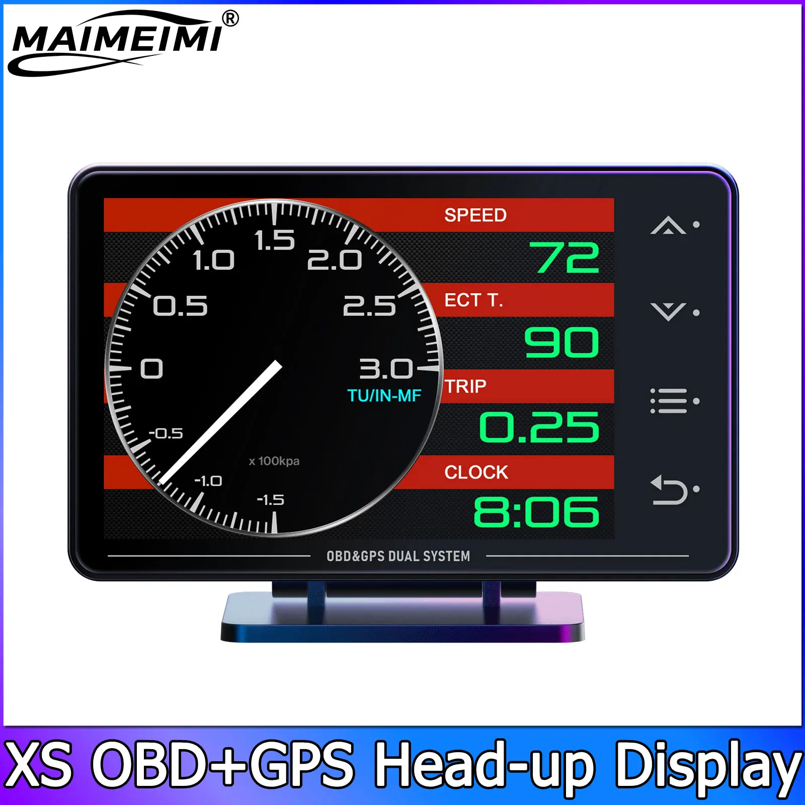 Nieuwe XS LCD-meter OBD+GPS Head-up Display Turbo Boost Oliedruk Olietemperatuur G-waarde Gyroscoopmeter LCD-scherm