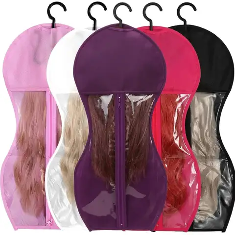 Portable Non-Woven Wig Storage Bag with Hanger Hair Extension Organizer Holder Styling Wig Bags for Convenient Storage