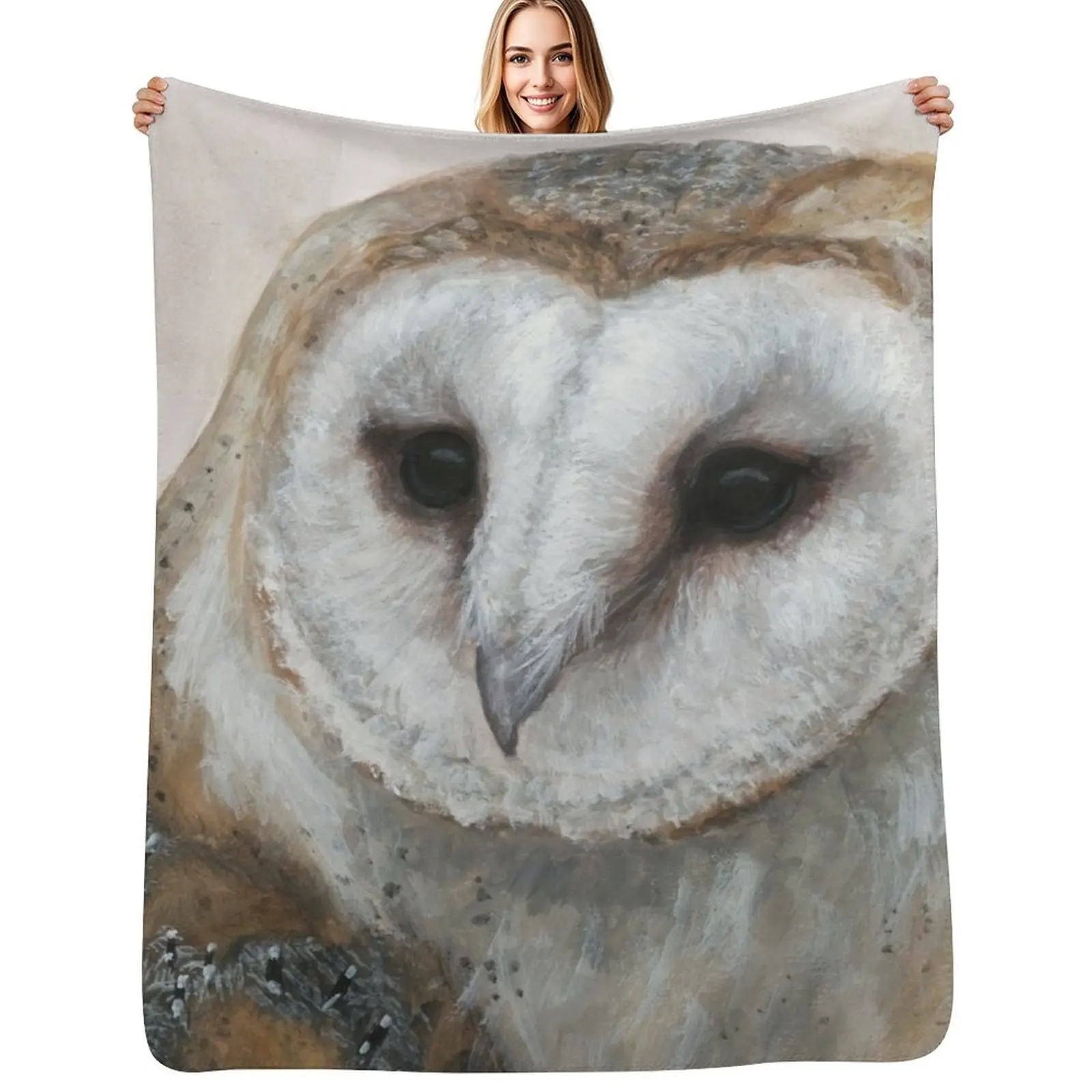 Barn Owl Art Throw Blanket Ultra Plush Cozy Blanket for Napping Sleeping