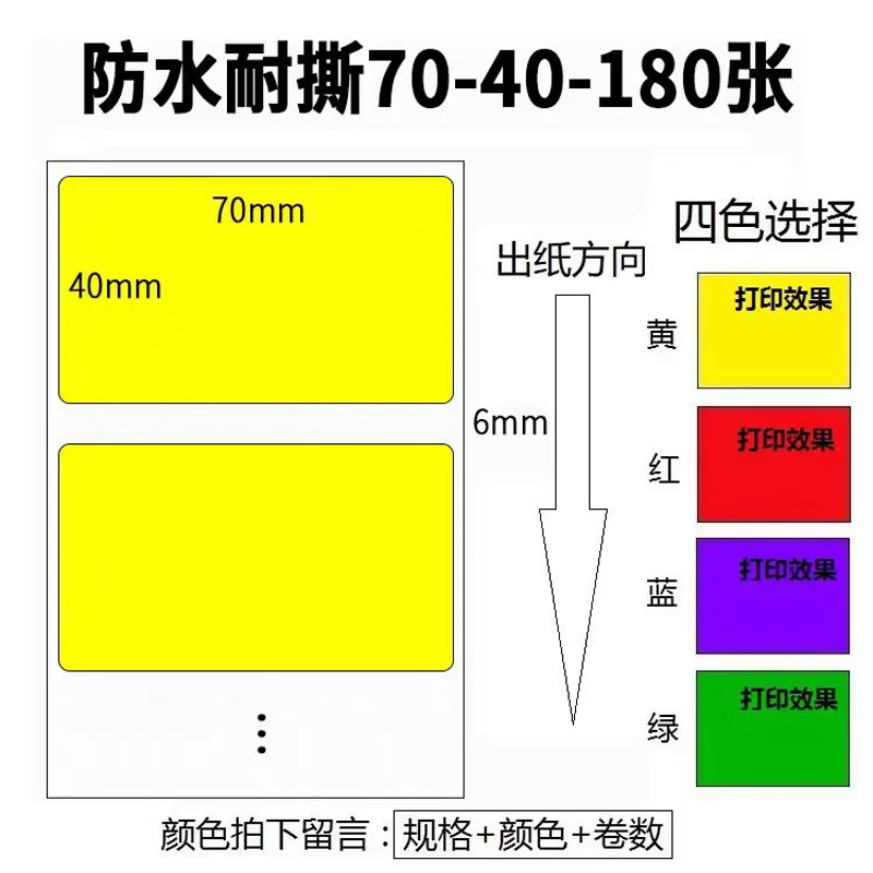 Small Roll Colored Four-proof Thermal Label Paper 40 50 70mm Mobile Barcode Printing Sticker Portable Supermarket Price Tag