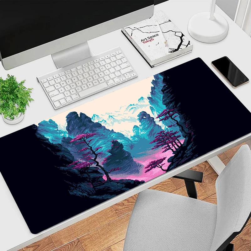 

Pixel Art Landscape Large Anime Mouse Pad Office PC Green Gaming Accessories Keyboard Mousepad Laptop Kawaii Desk Mat XXL Carpet