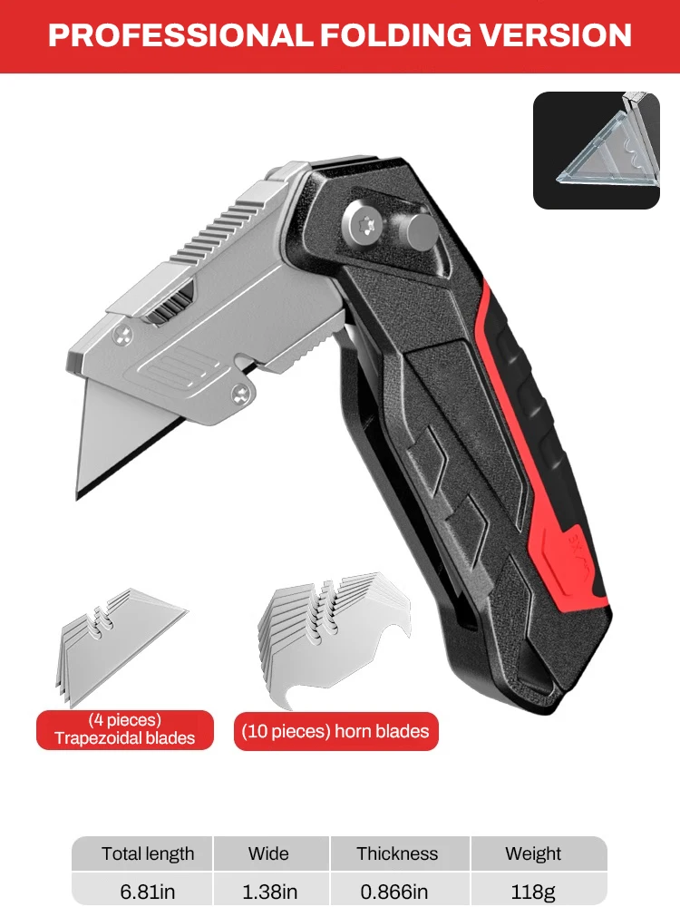 

Folding Knife Replaceable Utility Knife Heavy-Duty for Cable Cartons Carboard Boxes Cutter Handle Knife Blades Outdoor Hand Tool