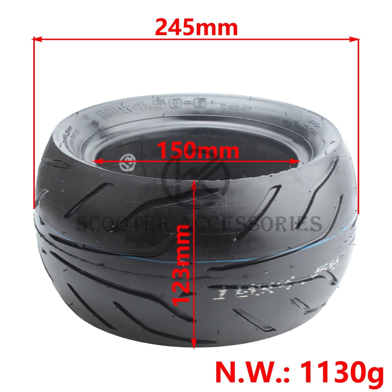 10 Inch Electric Scooter Tire 10x4.50 6 for Yume Hawk Pro Electric Scooter Tyres 10x4.50-6 Tubeless Rubber Tire Replacement