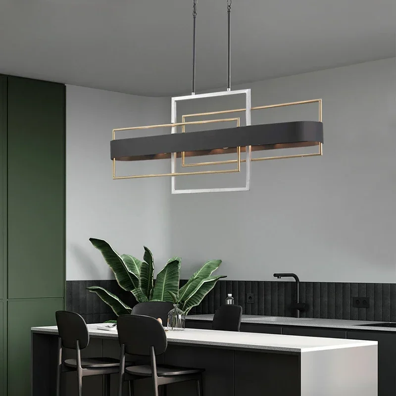 Nordic Art Restaurant Island Bar Chandelier, Geometric Line Designer Light for Exhibition Hall, Beauty Shop & Commercial Space