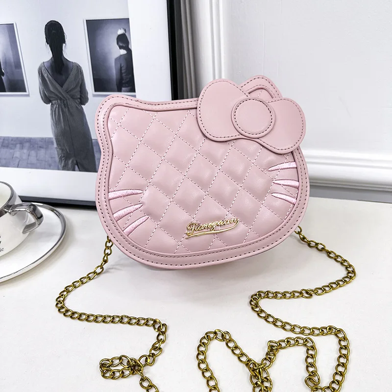 Hello Kitty Fashion All-Match Diamond Chain Wallet Spring Summer Cute One Shoulder Crossbody Women Bag Small Purse 14cm Or 20cm