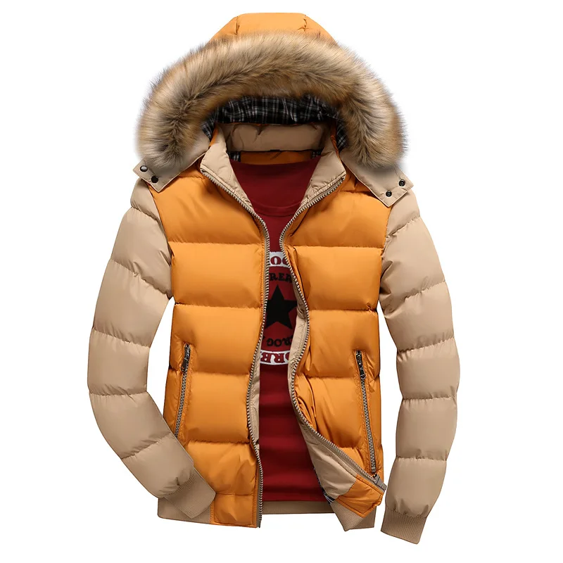 Men's New Autumn and Winter Padded Jacket Youth Casual Fashion Trend Thick Cotton  Removable Cap